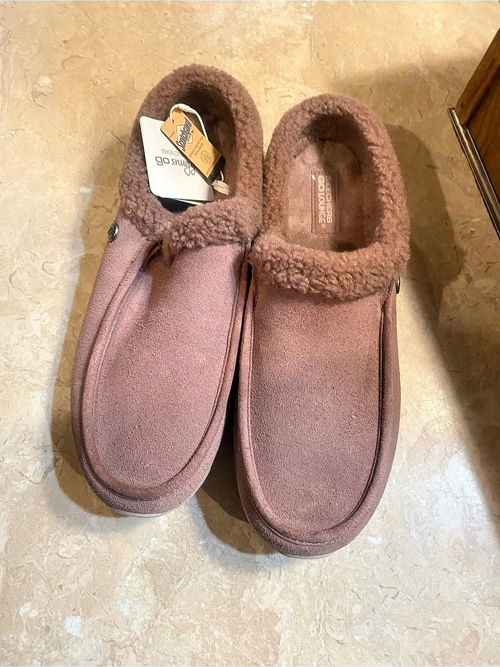 Skechers GO Lounge Go Snuggle Faux Fur Slippers Brown US 10 W